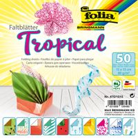 Vouwblaadjes Folia dubbelzijdig Tropical 15x15cm 50vel - thumbnail