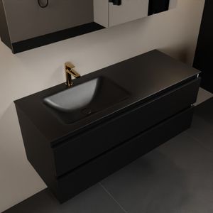 MONDIAZ AIVY 120cm badmeubel Urban, wastafel Urban solid surface links 1 kraangat met spiegelkast (AI-351631URBAN-SI - AI-M120URLI - AI-C120URMI)