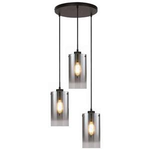 Freelight Hanglamp Ventotto Zwart & Smoke Glas 3 Lichts Rond -PL 5833