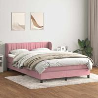 Boxspring met matras fluweel roze 160x220 cm
