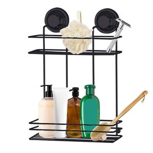 Doucherekje - rechthoek - 2-laags - zwart - H35 cm - metaal - Douche- en badrekjes