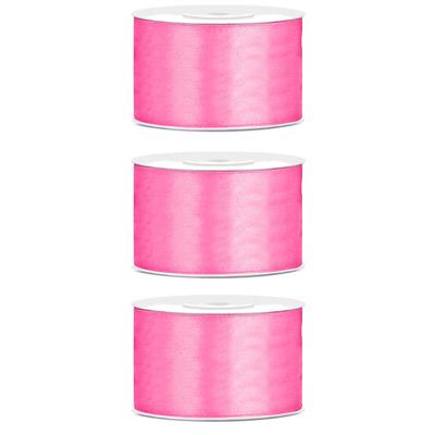 Hobby Sierlint satijn - 3x - Roze - 25 meter - cadeaulint - satijnlint/sierlinten
