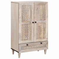 Highboard met lade Wit 60 x 33 x 100 cm massief mangohout