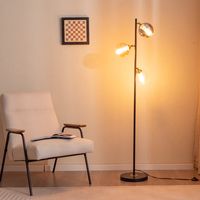 Moderne Vloerlamp Staande Lamp met 3 Kappen Verzwaarde Voet Voetschakelaar E27 Lampvoet Staande Boomlamp voor Thuis - thumbnail