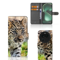 OPPO Find X6 Pro Telefoonhoesje met Pasjes Baby Luipaard