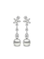 Yoko London boucles d'oreilles en or blanc 18ct serties de diamants et de perles des mers du sud - Argent