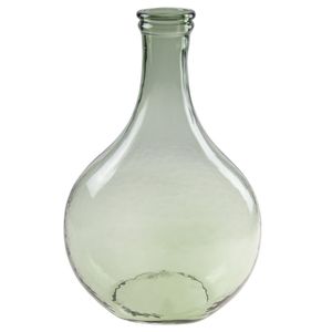 Fles bloemenvaas/vazen van glas in het groen H34 x D21.5/11 cm