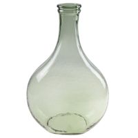 Fles bloemenvaas/vazen van glas in het groen H34 x D21.5/11 cm