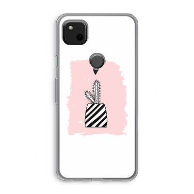 Zwart-wit cactus: Google Pixel 4a Transparant Hoesje