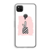 Zwart-wit cactus: Google Pixel 4a Transparant Hoesje