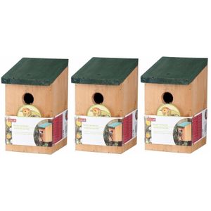 3x Vogelhuisjes houten nestkastjes van 22 cm