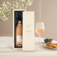 Wijn in gegraveerde kist - Belvy - Rosé