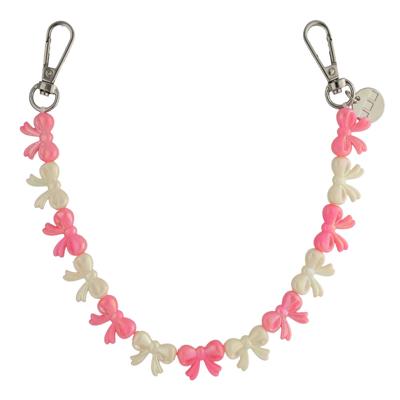 Telefoonkoord Bow - Roze Wit - Zilver Telefoonkoord Bow - Roze Wit - Zilver