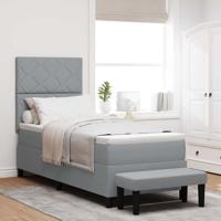 Boxspring bed met matras Lichtgrijs 80 x 200 cm Stof