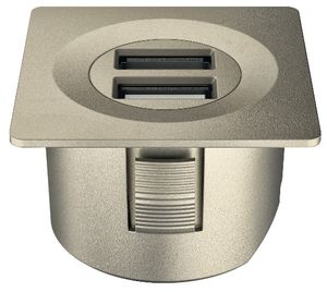 USB lader inbouw 2A vierkant mat vernikkeld