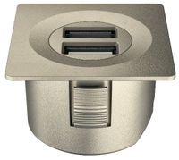 USB lader inbouw 2A vierkant mat vernikkeld