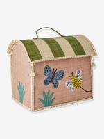 Doos voor kinderkamer BUTTERFLY rice van raffia lichtroze