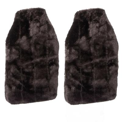 Warmwaterkruik - 2x - 2L - donkergrijs - met pluche hoes - kruik - winter - bedkruik