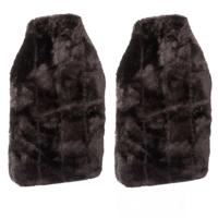 Warmwaterkruik - 2x - 2L - donkergrijs - met pluche hoes - kruik - winter - bedkruik