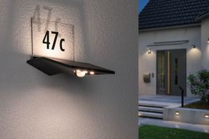 Paulmann 94243 Yoko Huisnummerlamp op zonne-energie met bewegingsmelder 1.2 W Warmwit Antraciet