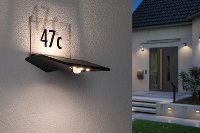 Paulmann 94243 Yoko Huisnummerlamp op zonne-energie met bewegingsmelder Energielabel: G (A - G) 1.2 W Warmwit Antraciet