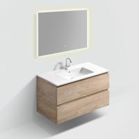 Badmeubelset Met Spiegel Clou InBe 100 CM Grieks Eiken Badmeubelset Met Spiegel Clou InBe 100 CM Grieks Eiken