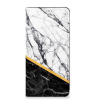 Google Pixel 8A Standcase Marmer Wit Zwart - Origineel Cadeau Man