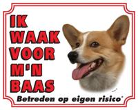 Welsh Corgi Waakbord - Ik waak voor mijn baas