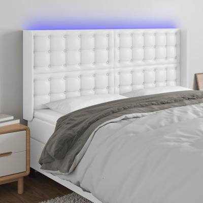 Hoofdbord LED 163x16x118/128 cm kunstleer wit