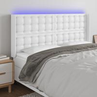 Hoofdbord LED 163x16x118/128 cm kunstleer wit