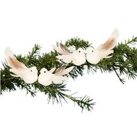 4x Kerstversiering/kerstdecoratie vogels op clip wit 11 cm - Kersthangers - thumbnail