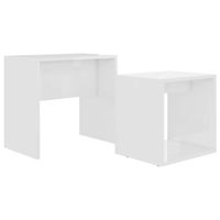 The Living Store Tafeltjesset Hoogglans Wit Spaanplaat - Grote tafel- 48x30x45cm - Kleine tafel- 37x29x36cm - - thumbnail