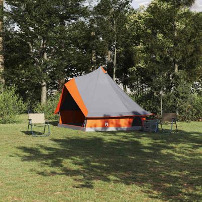 Familie Tipi Tent met dak Grijs en Oranje 400 x 346 x 250 cm