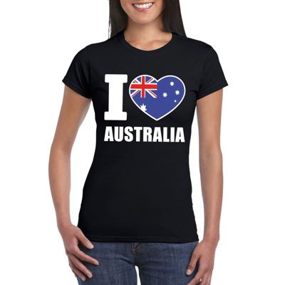 Australie supporters kleding t-shirt - voor dames - zwart - met vlag kleuren print - korte mouwen