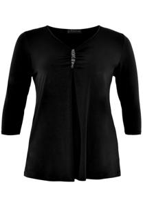 Yoek Shirt A-line beaded | Zwart | Maat 58/60