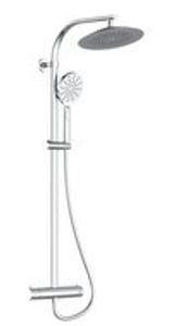 MADURA FRESH hoofddouche set met thermostatische mengkraan, chroom grote hoofddouche ca. Ø 24 cm moderne handdouche met 3 selecteerbare jets handdouche met drukknop voor het kiezen van een ander