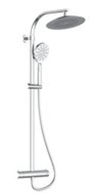 MADURA FRESH hoofddouche set met thermostatische mengkraan, chroom grote hoofddouche ca. Ø 24 cm moderne handdouche met 3 selecteerbare jets handdouche met drukknop voor het kiezen van een ander