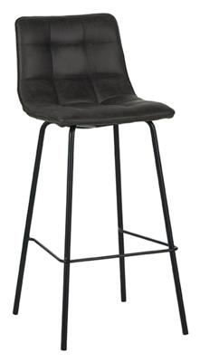LABEL51 Barkruk 'Bistro' Micro Suede, kleur Antraciet (zithoogte 78cm)
