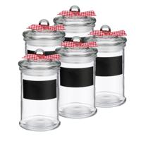 Kruidenpotje/voorraadpotje met krijtvlak - 5x - 350 ml - glas