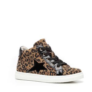 Scapino TwoDay hoge leren sneakers panterprint bruin Scapino TwoDay hoge leren sneakers panterprint bruin