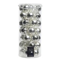 49x Zilveren glazen kerstballen 6 cm glans en mat - thumbnail
