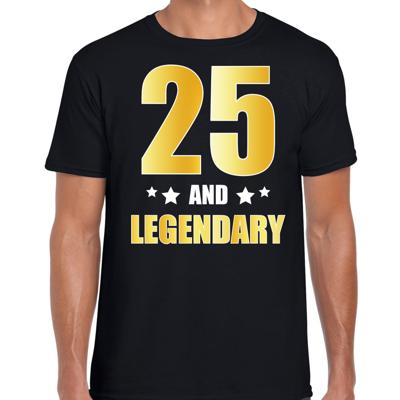 25 and legendary verjaardag cadeau t-shirt - zwart - gouden letters - heren - 25 jaar geworden 25 and legendary verjaardag cadeau t-shirt - zwart - gouden letters - heren - 25 jaar geworden