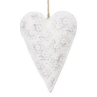 Clayre & Eef Decoratie Hanger Hart 10 cm Wit IJzer Wit - thumbnail