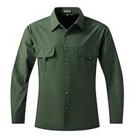 Voor heren Overhemd Zomer overhemd Overhemd met knopen Normaal shirt Werkhemden Zwart khaki Leger Groen Grijs Lange mouw Effen Revers Feestdagen Vakantie Voorvak Kleding Modieus Casual Comfortabel Lightinthebox - thumbnail