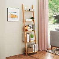 5 Niveaus Bamboe Rek Smal Boekenrek Staand Rek 43 x 35 x 165 cm Naturel