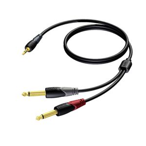 Procab CLA713/3 verloopkabel 1x Mini-jack naar 2x Jack 3m