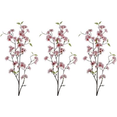 3x Roze Sakura/kersenbloesem Kunsttakken Kunstplanten 112 Cm - Kunstplanten/kunsttakken - Kunstbloemen Boeketten