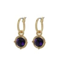 Biba Hang Oorbellen Goud met Swarovski Steentje Purple Velvet