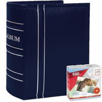 Fotoboek/fotoalbum Havana met insteekhoesjes blauw voor 200 fotos 23 x 29 x 5 cm inclusief plakkers