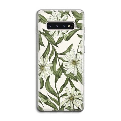 Wit bloemenpatroon: Samsung Galaxy S10 4G Transparant Hoesje